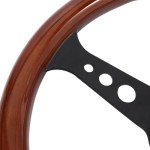 Hiracing 14" Wood Grain Steering Wheel with Horn