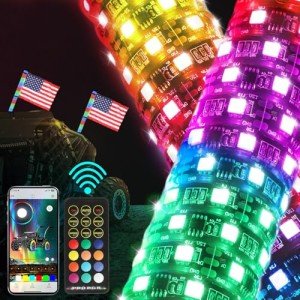 2FT RGB LED Whip Lights with Remote Control