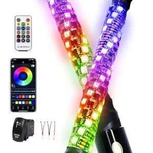 LED Whip Lights with RGB Chasing & Remote Control
