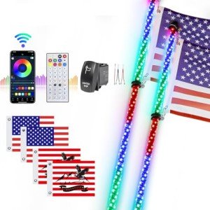 RGB LED Whip Lights with Remote Control - 2 Pack