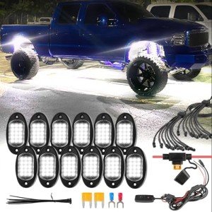 12-Pod White LED Rock Lights Kit for ATV