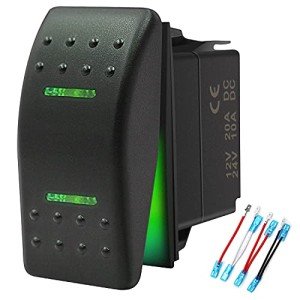 Waterproof Rocker Switch with Green LED Light