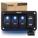 Nilight 3 Gang Rocker Switch Panel with USB Charger