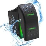 Waterproof Rocker Switch with Green LED Light
