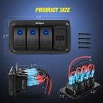 Nilight 3 Gang Rocker Switch Panel with USB Charger