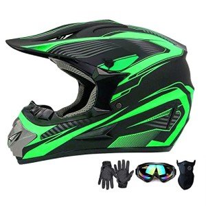 Youth ATV Motocross Helmet & Goggles Set (Green)