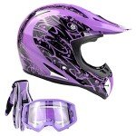Purple Typhoon Adult ATV Helmet Goggles Gloves Set
