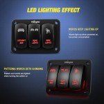 Nilight 3 Gang Rocker Switch Panel for ATVs