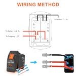 HOKAAER Waterproof LED Light Bar Switch 12V/24V