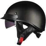 Matt Black Half Helmet with Sun Visor - DOT Approved