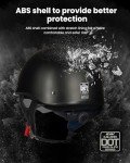 Matt Black Half Helmet with Sun Visor - DOT Approved
