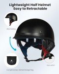 Matt Black Half Helmet with Sun Visor - DOT Approved