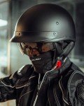 Matt Black Half Helmet with Sun Visor - DOT Approved