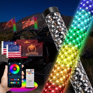 2X 2ft RGB LED Whip Lights for ATV