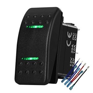 7-Pin Green LED Rocker Switch for UTVs