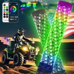 2X 2ft RGB LED Whip Lights with Remote