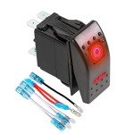 7-Pin Red LED Rocker Switch with Wires