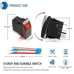 7-Pin Red LED Rocker Switch with Wires