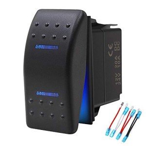 Waterproof Rocker Switch with Blue LED Light