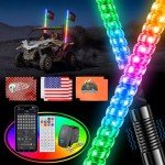 Bright LED Whip Lights with Remote Control - 2PCS