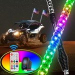 Nilight 3FT RGB LED Whip Lights with Remote