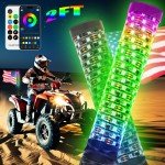 2X 2ft RGB LED Whip Lights with Remote