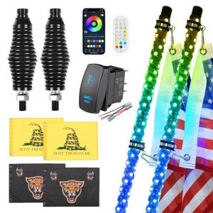 2 Pack RGB LED Whip Lights with Remote