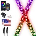 2-Pack 4FT LED RGB Whip Lights with Remote