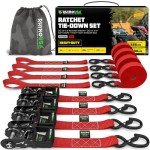 Rhino USA Heavy Duty Ratchet Straps Kit (4-Pack)