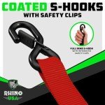 Rhino USA Heavy Duty Ratchet Straps Kit (4-Pack)