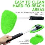 TAKAVU Extendable Window Cleaner Tool with Microfiber Bonnets