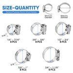 TICONN 40PCS Stainless Steel Hose Clamp Set