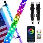 2 Pack 3FT RGB LED Whip Lights with Remote
