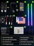 2-Pack 4FT LED RGB Whip Lights with Remote