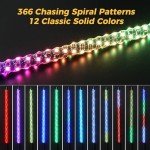 2 Pack 3FT RGB LED Whip Lights with Remote