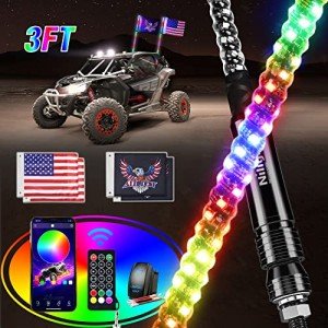 RGB LED Whip Lights with Remote Control - 3FT