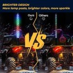 2 Pack 3FT RGB LED Whip Lights with Remote