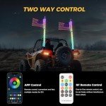 2 Pack 3FT RGB LED Whip Lights with Remote