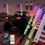 2 Pack 3FT RGB LED Whip Lights with Remote
