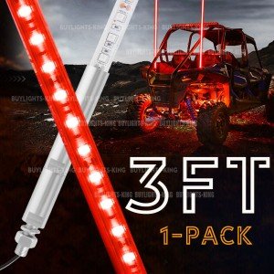 3FT Red LED Light Whip with Flag for ATVs