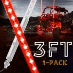 3FT Red LED Light Whip with Flag for ATVs