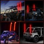 3FT Red LED Light Whip with Flag for ATVs