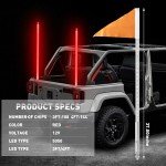 3FT Red LED Light Whip with Flag for ATVs