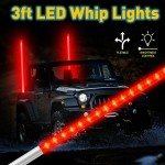 3FT Red LED Light Whip with Flag for ATVs