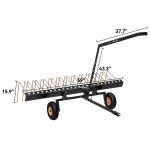 60" Durable Steel Tow-Behind Pine Straw Rake