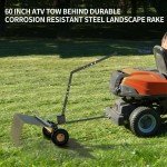 60" Durable Steel Tow-Behind Pine Straw Rake