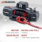 RUGCEL 13500lb Waterproof Electric Winch with Controls