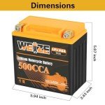 Weize Lithium YTX14-BS, Group 14, 500A LiFePO4 Motorcycle Battery, 12V 5AH ATV, UTV, Jet Ski, 4 Wheeler, Snowmobile, Personal Watercraft, Seadoo, Polaris, Generator and Riding Lawn Mower Battery