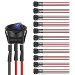 Nilight 12pcs LED Rocker Switch Set for Vehicles