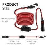 10Ft SAE Extension Cable with Cigarette Lighter Plug